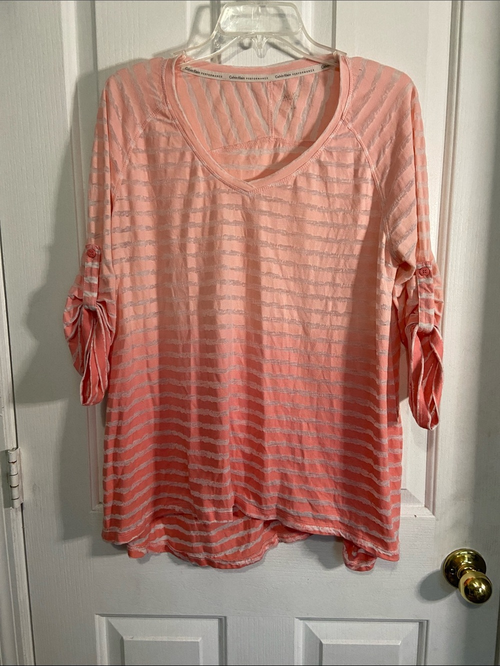 Calvin Klein Performance Coral and White Striped Tunic